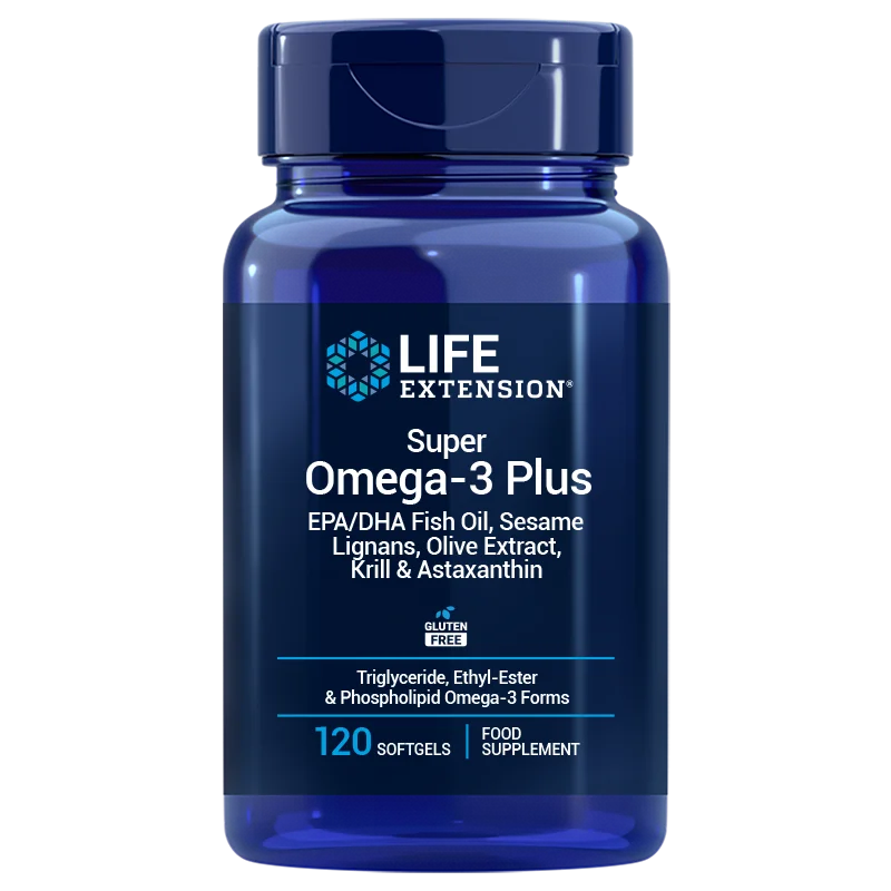 Super Omega-3 Plus EPA/DHA Fish Oil, Sesame Lignans, Olive Extract, Krill & Astaxanthin, 120